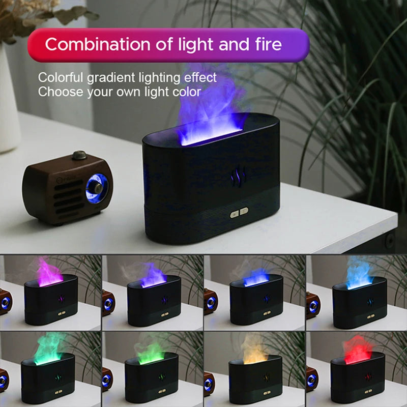 Flame Aroma Ultrasonic Diffuser & Cool Mist Humidifier with LED Flame Effect