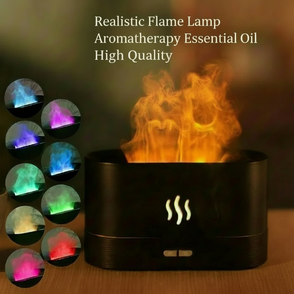 Flame Aroma Ultrasonic Diffuser & Cool Mist Humidifier with LED Flame Effect